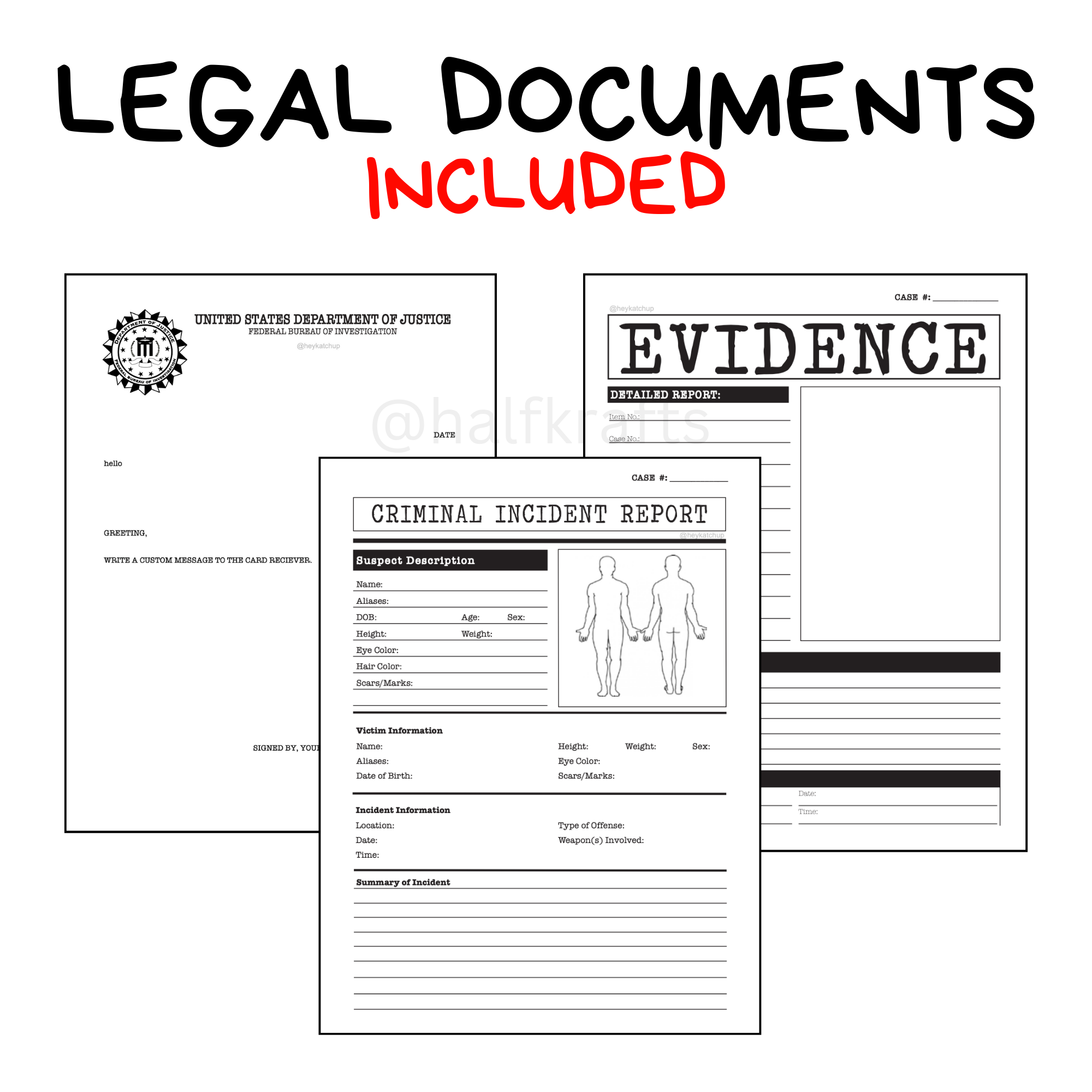 Detective Case File Card | Digital Download Available