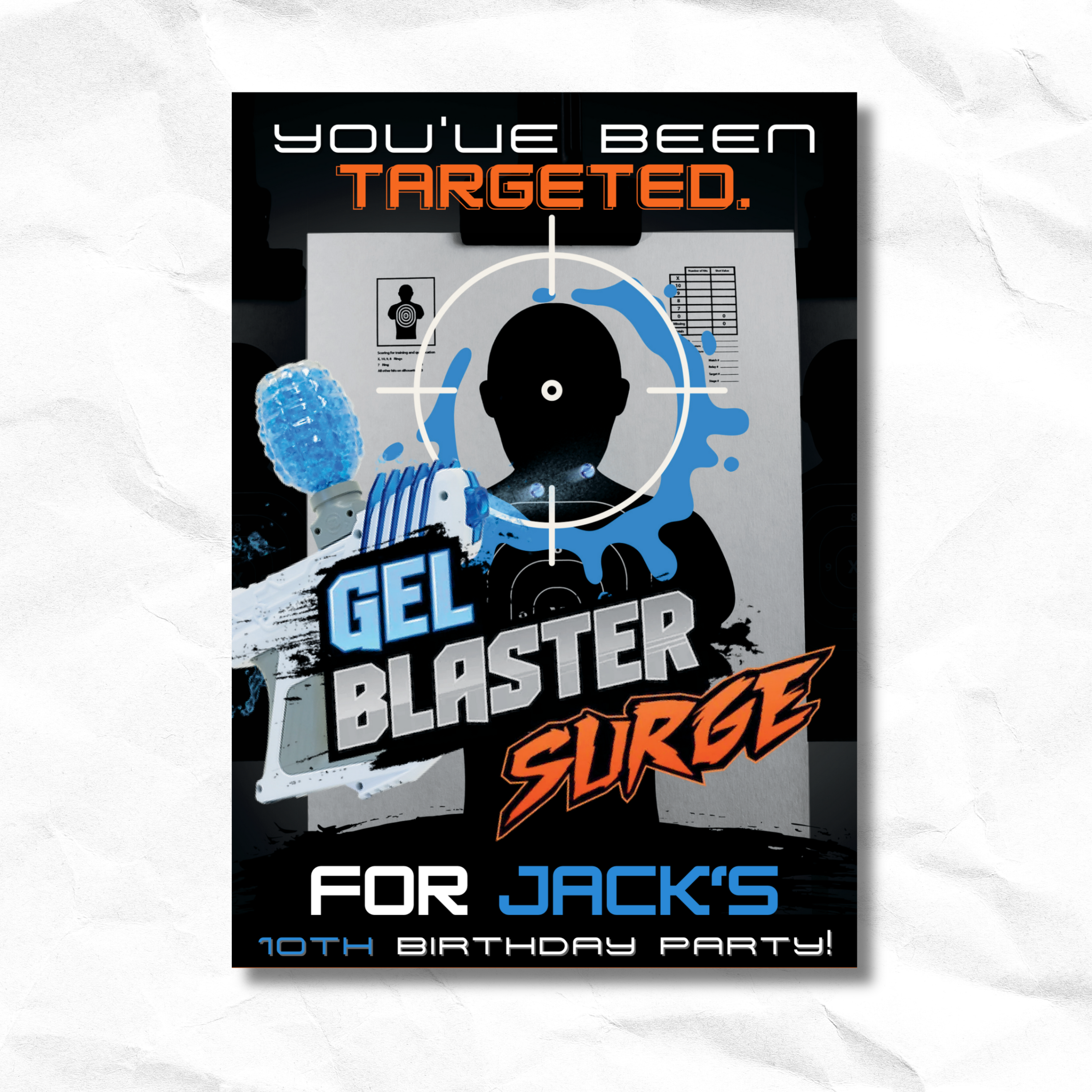 Gel Blaster-Themed Birthday Party | Customizable Invitation